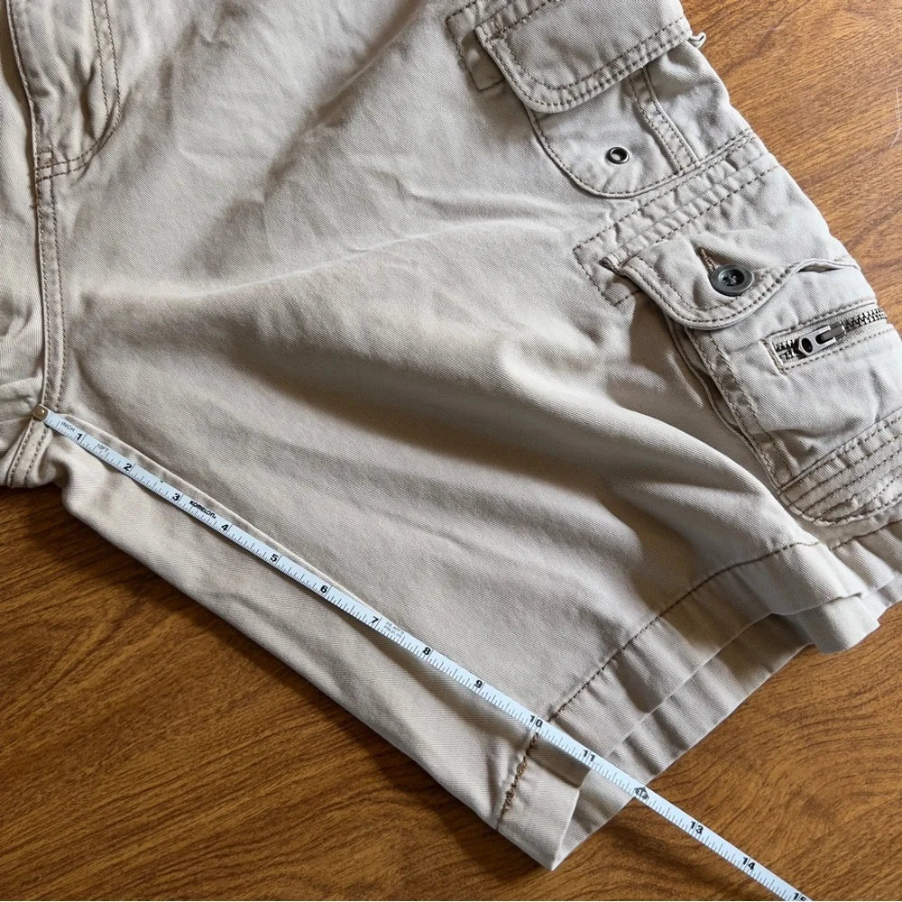 IRON CO. Mens Khaki Beige Canvas 100% Cotton Cargo Utility Shorts size 38